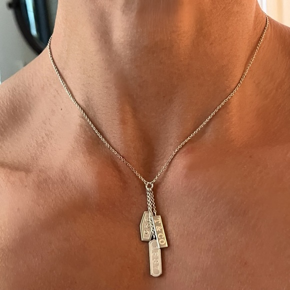 Tiffany & Co. Silver 1837 Elements 3 Bar Lariat Drop Dangle Pendant Necklace - Picture 5 of 9